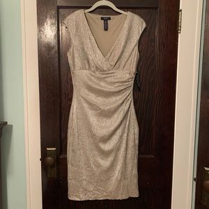 Chaps Metallic Gold Dress
